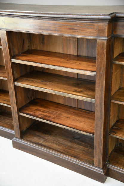 Antique Oak Breakfront Bookcase - Kernow Furniture