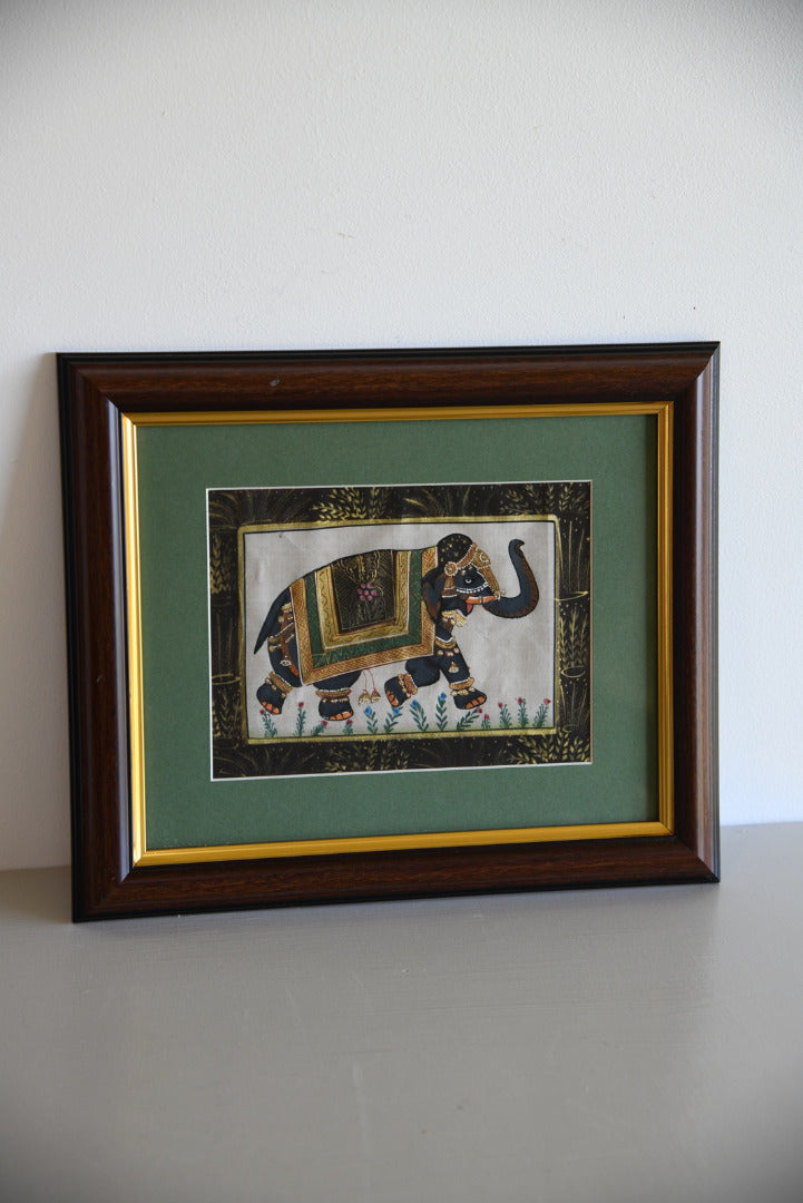 Framed Elephant on Silk - Kernow Furniture