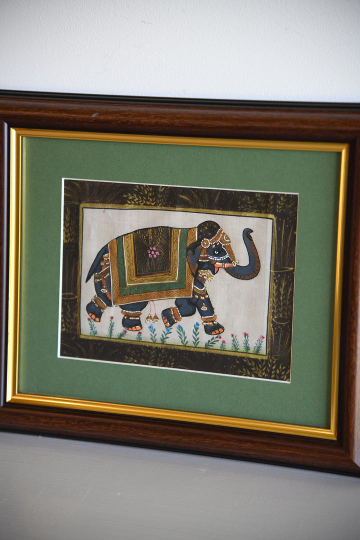 Framed Elephant on Silk - Kernow Furniture