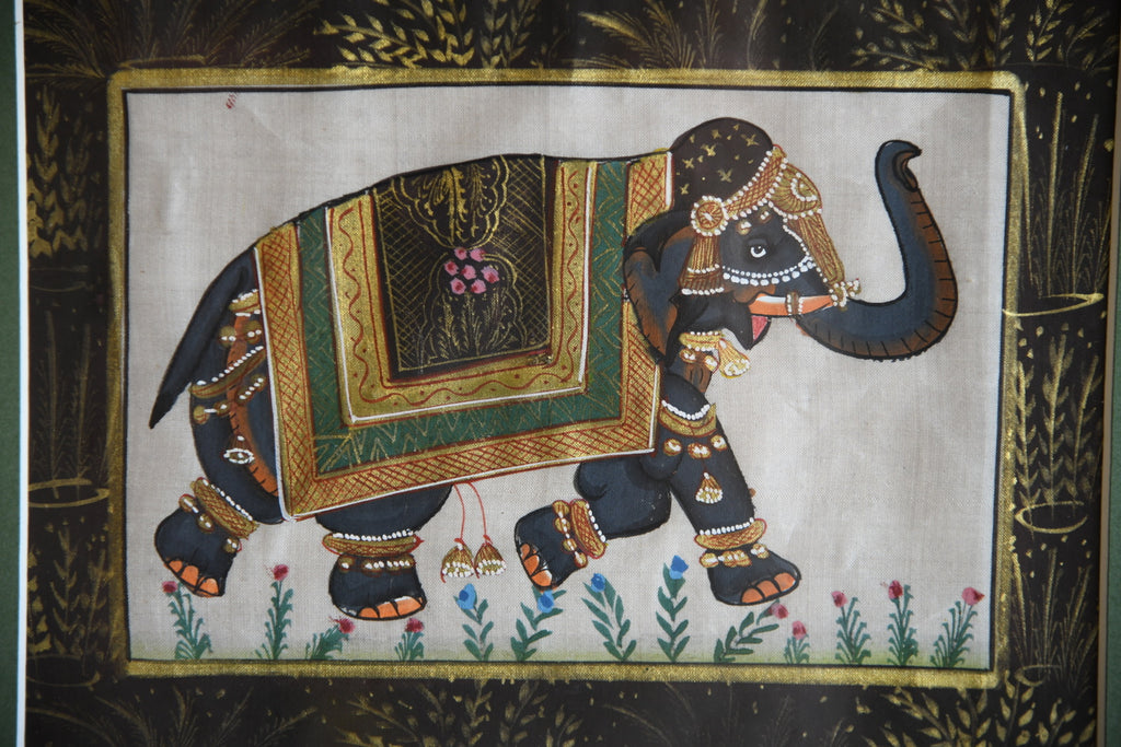 Framed Elephant on Silk - Kernow Furniture