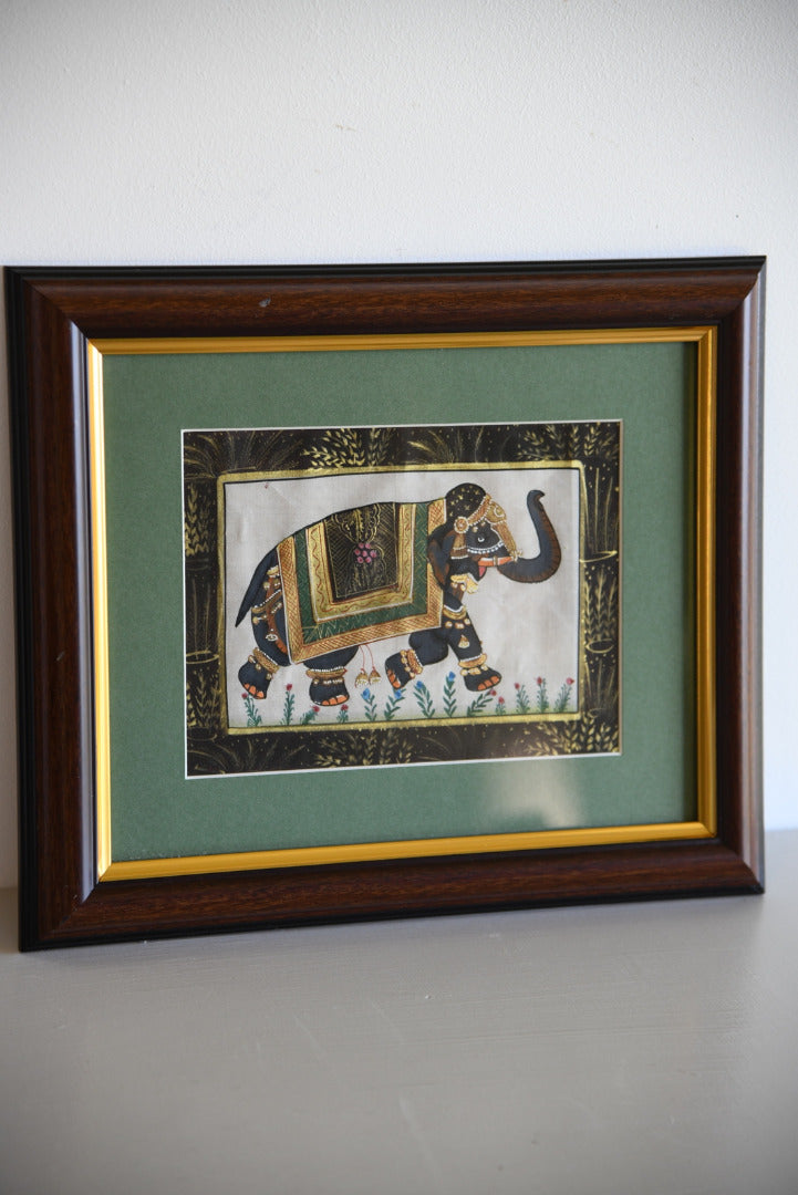 Framed Elephant on Silk - Kernow Furniture