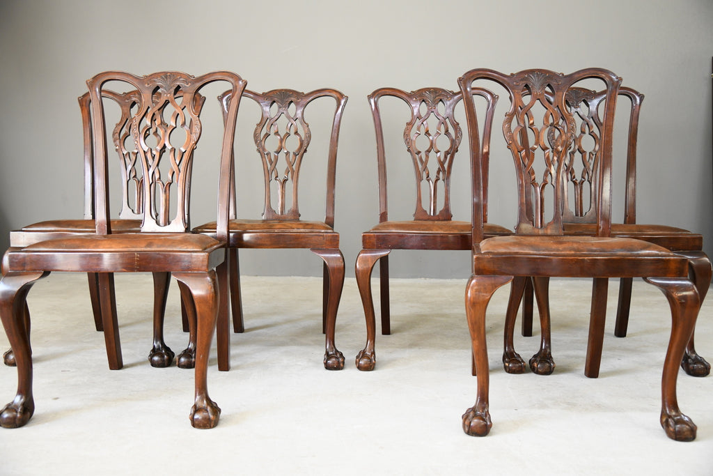 Set 6 Quality Chippendale Style Dining Chairs - Kernow Furniture
