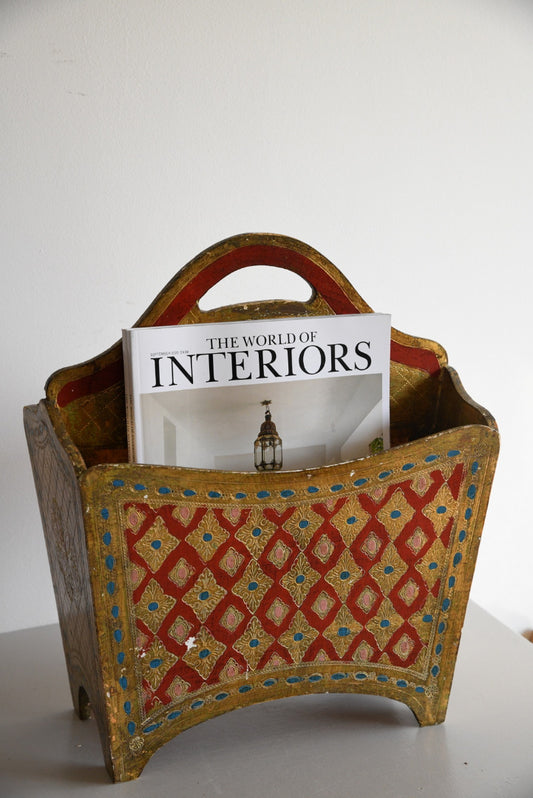 Vintage Italian Florentine Magazine Rack - Kernow Furniture
