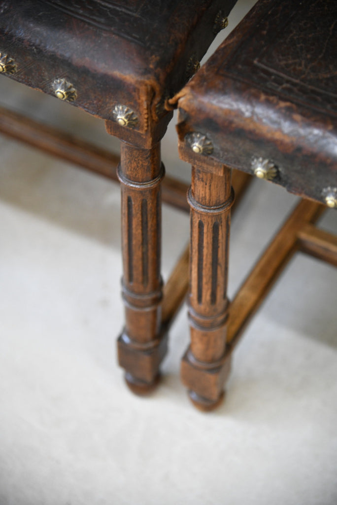 4 French Leather Dining Chairs - Kernow Furniture