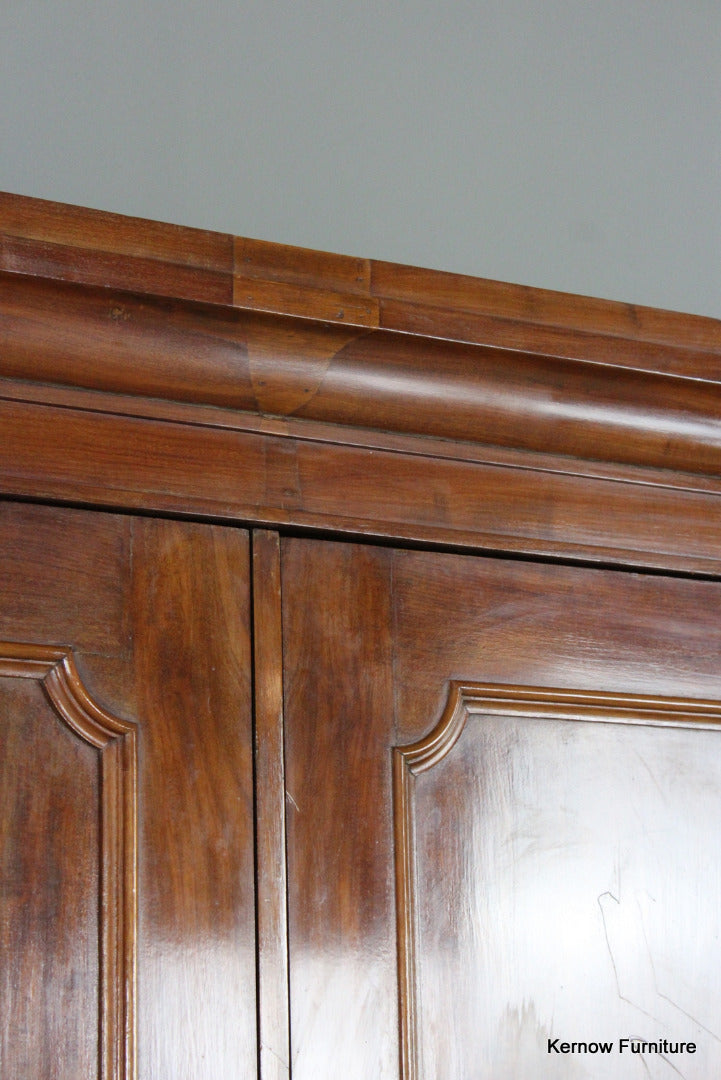 Large Victorian Figured Mahogany Double Wardrobe - Kernow Furniture