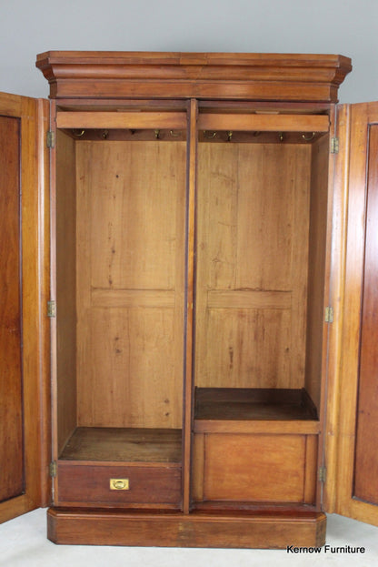 Large Victorian Figured Mahogany Double Wardrobe - Kernow Furniture