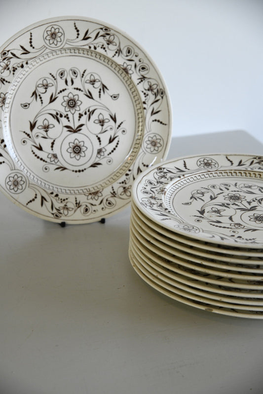 11 x T G F B Parisian Granite Scroll Dinner Plates - Kernow Furniture