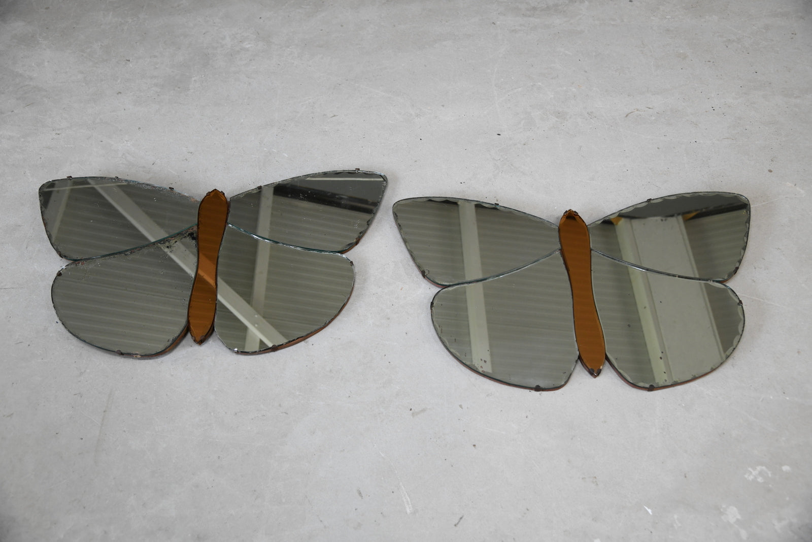 Pair Deco Butterfly Mirrors - Kernow Furniture