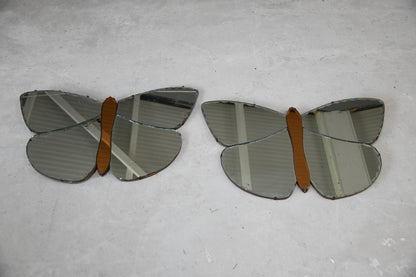 Pair Deco Butterfly Mirrors - Kernow Furniture