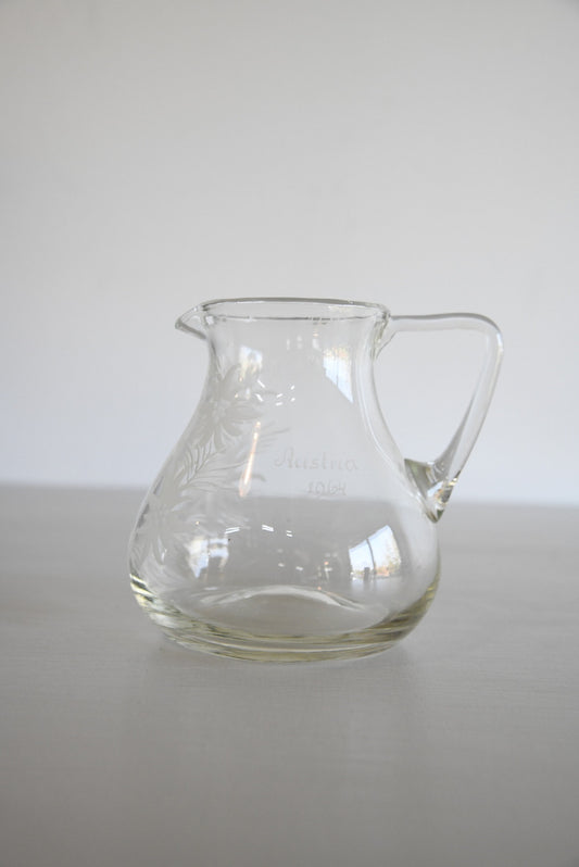 Vintage Etched Austrian Glass Jug - Kernow Furniture