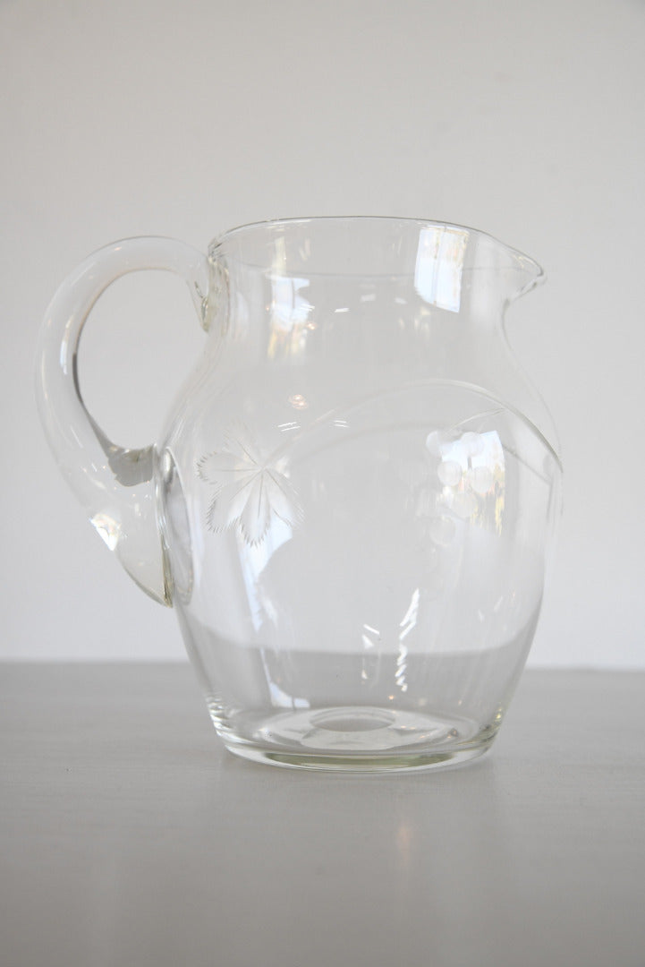 Vintage Etched Glass Jug - Kernow Furniture