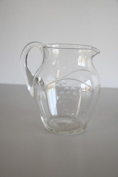 Vintage Etched Glass Jug - Kernow Furniture