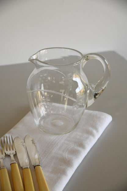 Vintage Etched Glass Jug - Kernow Furniture