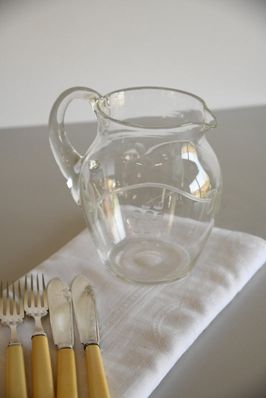 Vintage Etched Glass Jug - Kernow Furniture