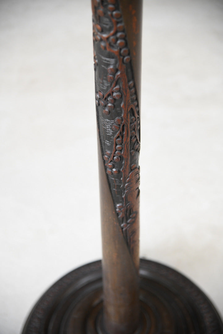 Oriental Carved Standard Lamp - Kernow Furniture