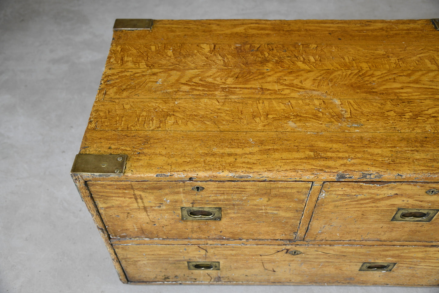 Antique Scumble Finish Campaign Chest - Kernow Furniture