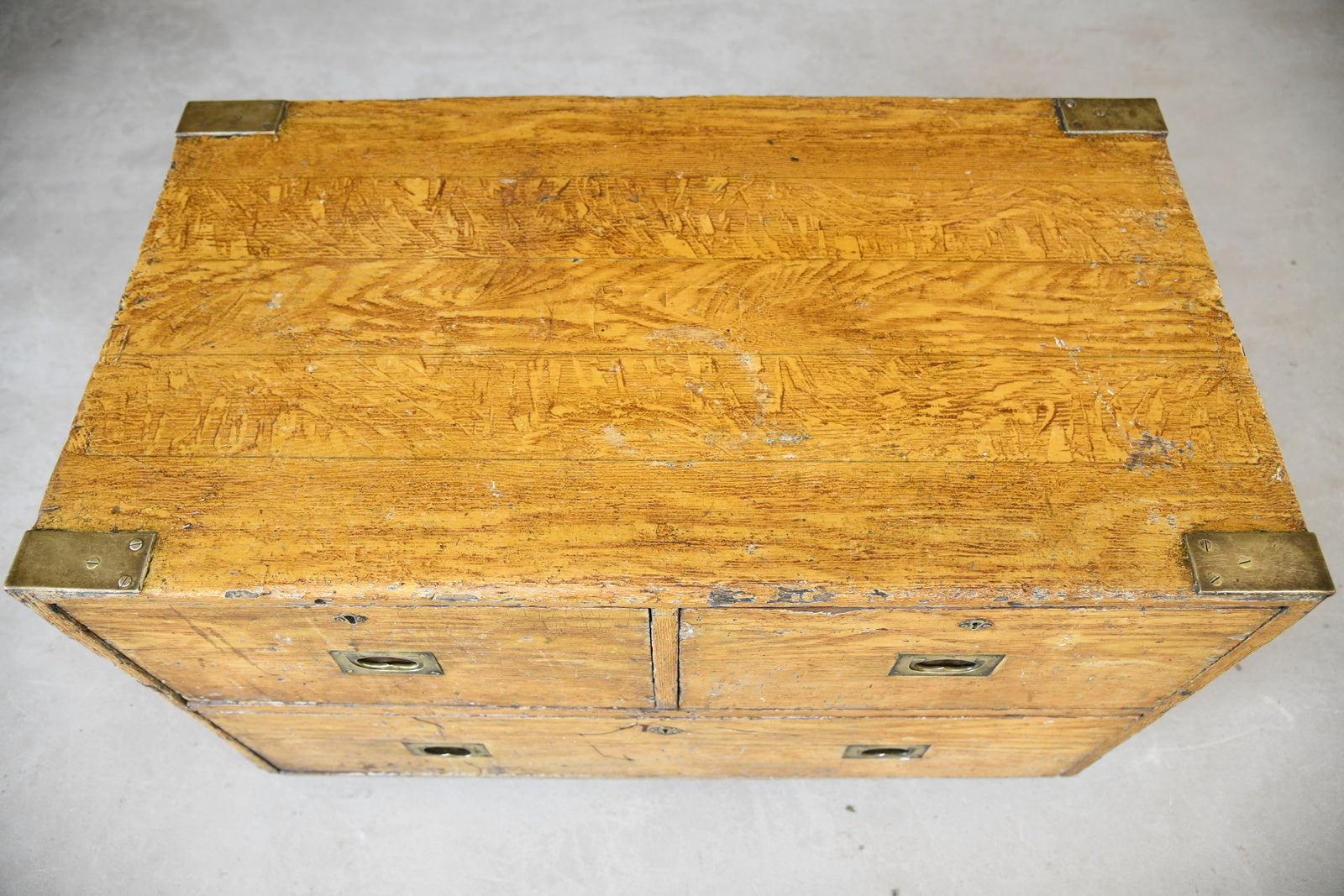 Antique Scumble Finish Campaign Chest - Kernow Furniture