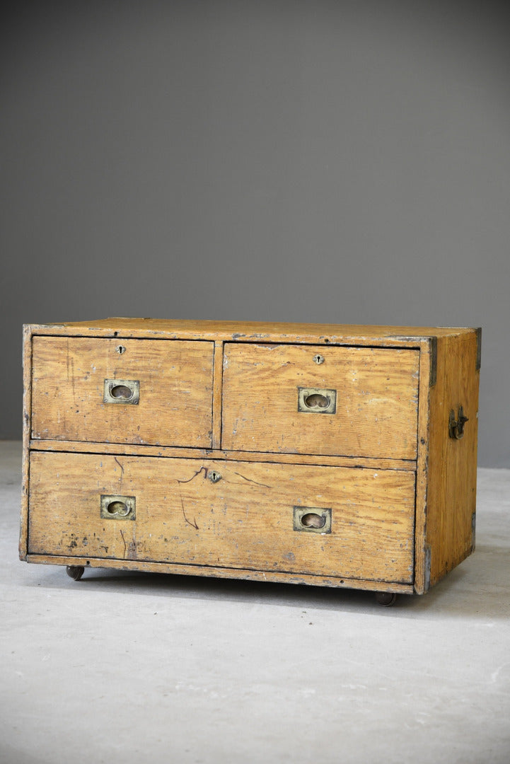 Antique Scumble Finish Campaign Chest - Kernow Furniture