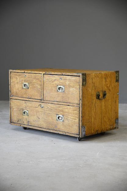 Antique Scumble Finish Campaign Chest - Kernow Furniture