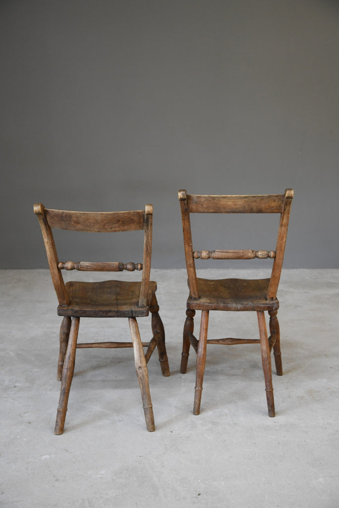 Pair Rustic Kitchen Chairs - Kernow Furniture