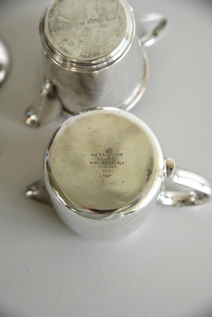 Pair Silver Plate Milk Jugs & Tea Strainer - Kernow Furniture