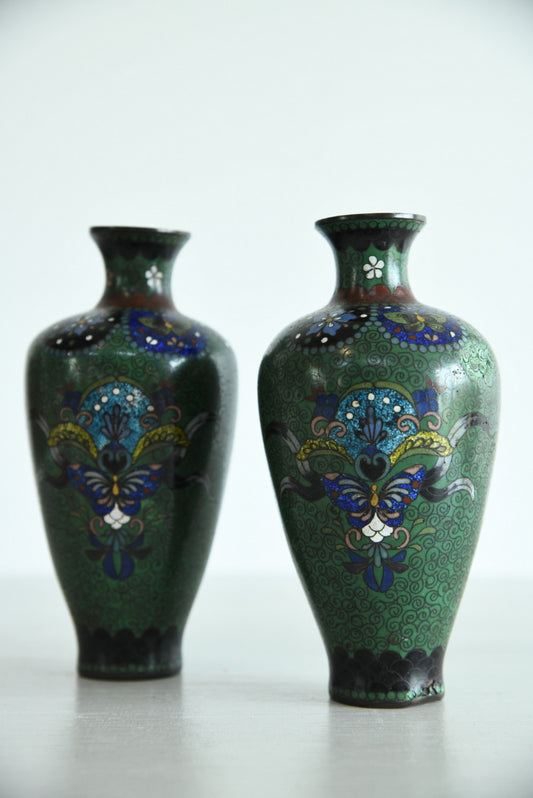 Pair Cloisonne Vase - Kernow Furniture