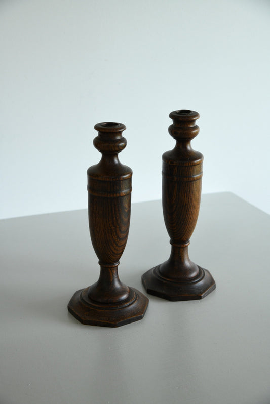 Pair Turned Candlesticks - Kernow Furniture