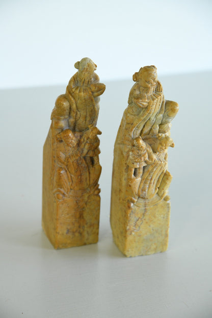 Pair Chinese Soapstone Hand Seals - Kernow Furniture