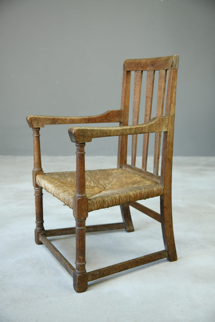 Arts & Crafts Oak & Rush Chair - Kernow Furniture