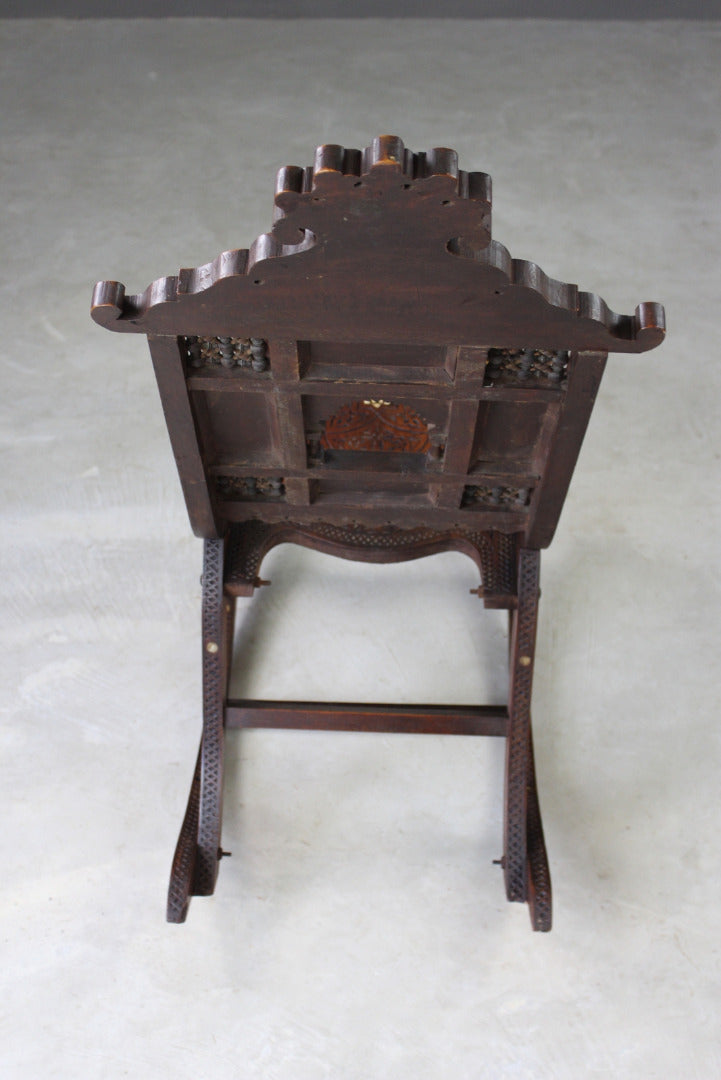 Moorish Carved Teak & Inlaid Rocking Chair - Kernow Furniture