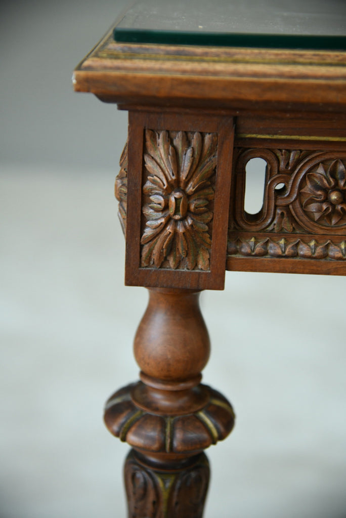 Antique French Walnut & Marble Side Table - Kernow Furniture