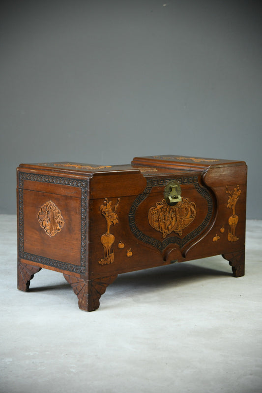 Mid Century Carved Camphor Chest - Kernow Furniture