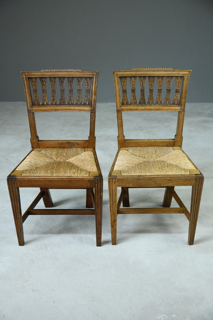 Pair Fruit Wood Rush Kitchen Chairs - Kernow Furniture