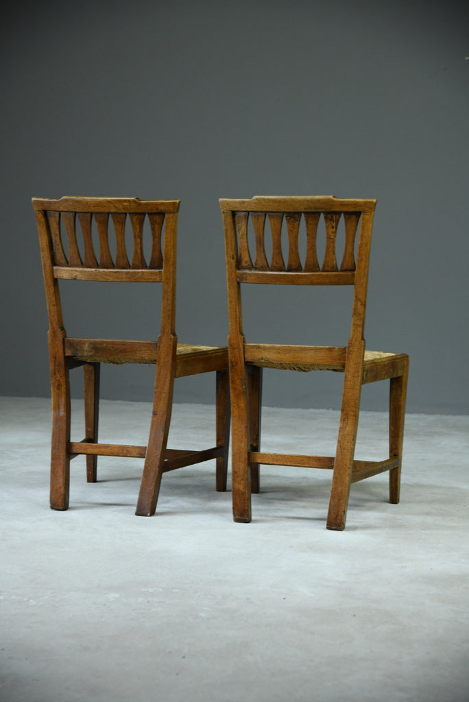 Pair Fruit Wood Rush Kitchen Chairs - Kernow Furniture