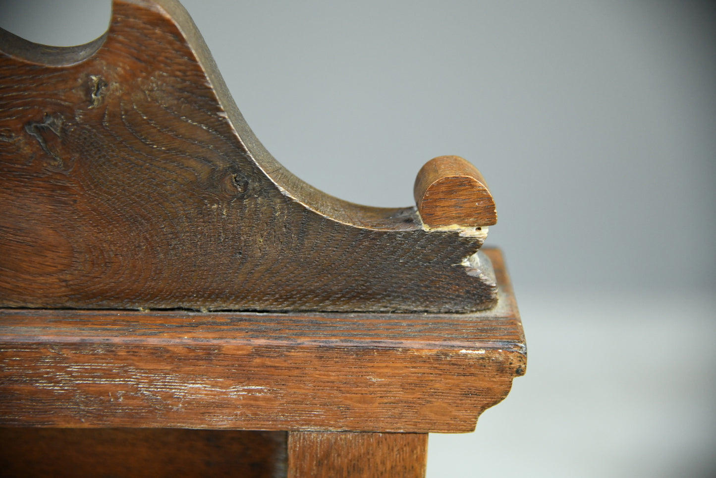 Pair Victorian Carved Oak Gothic Revival Hall Chairs - Kernow Furniture