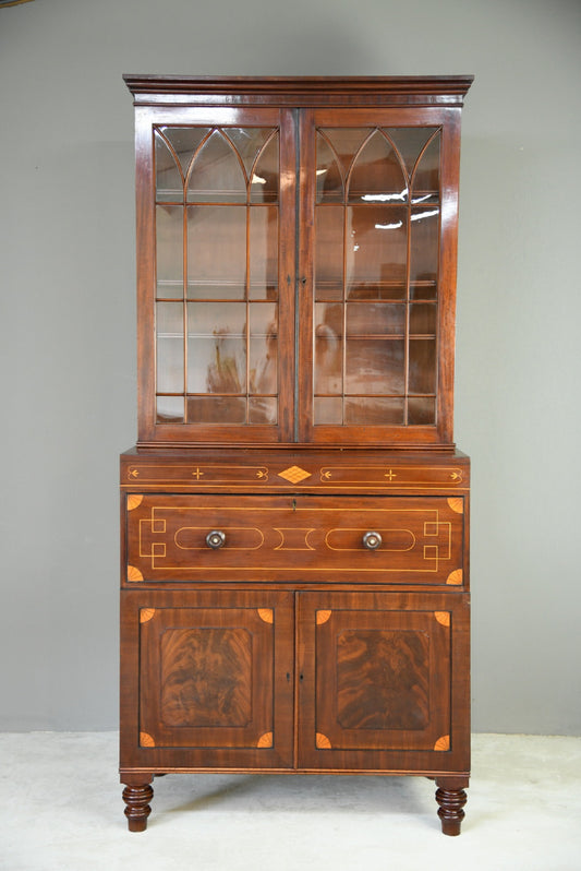 George III Mahogany Secretaire Bookcase - Kernow Furniture