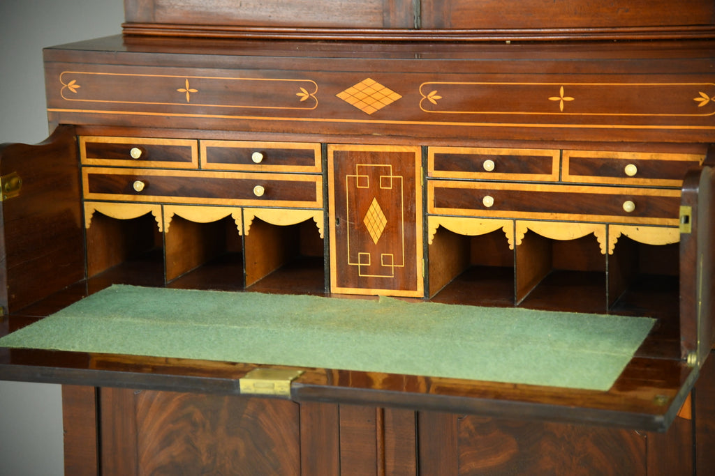 George III Mahogany Secretaire Bookcase - Kernow Furniture