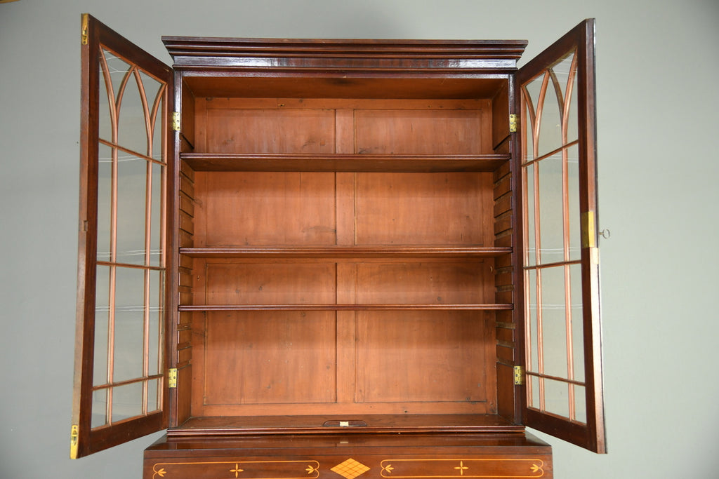 George III Mahogany Secretaire Bookcase - Kernow Furniture