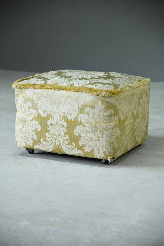 Vintage Gold Chenille Pouffee - Kernow Furniture
