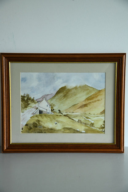 Unsigned Watercolour Landscape - Kernow Furniture