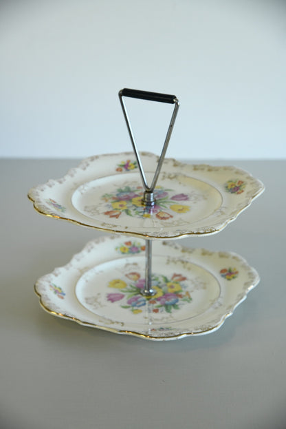 Vintage Floral Cake Stand - Kernow Furniture