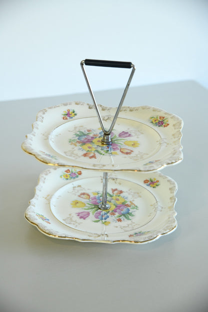 Vintage Floral Cake Stand - Kernow Furniture