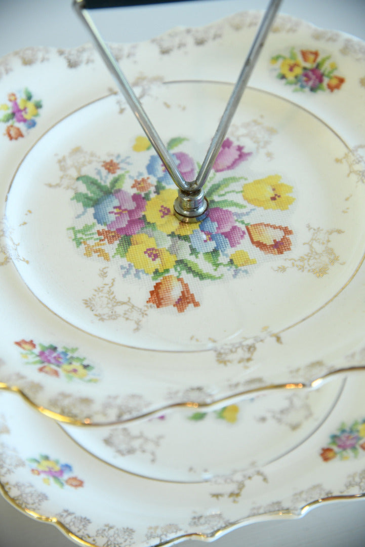 Vintage Floral Cake Stand - Kernow Furniture