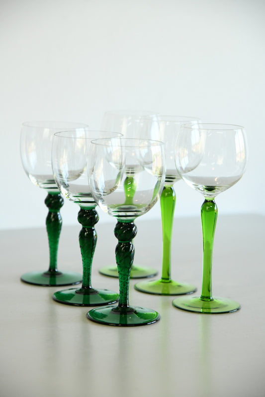 6 Green Stem Wine Glass - Kernow Furniture