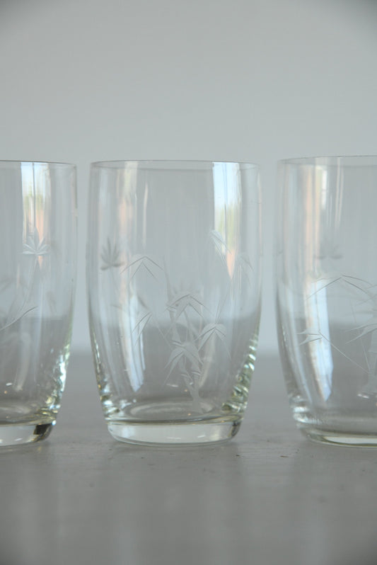 4 Vintage Etched Water Glass - Kernow Furniture