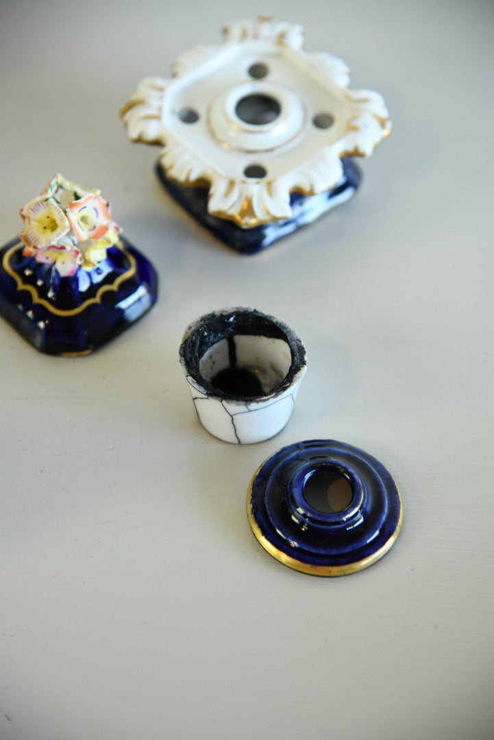 Blue & Gilt Porcelain Double Ink Well