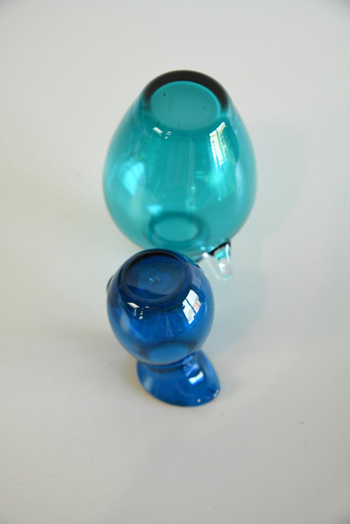 Vintage Blue Glass Vase & Jug - Kernow Furniture