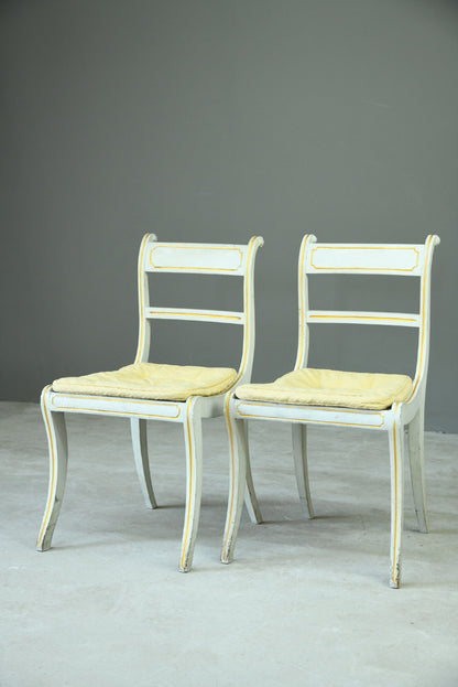 Pair Regency Style Painted Dining Chairs