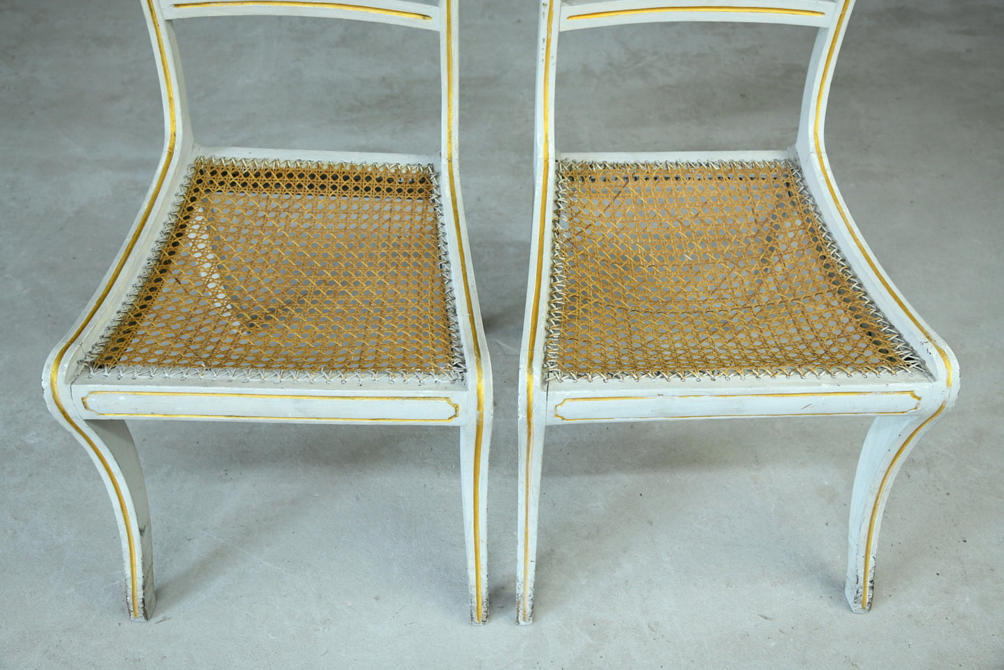 Pair Regency Style Painted Dining Chairs