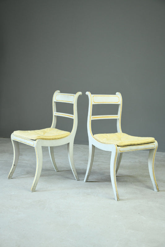 Pair Regency Style Painted Dining Chairs
